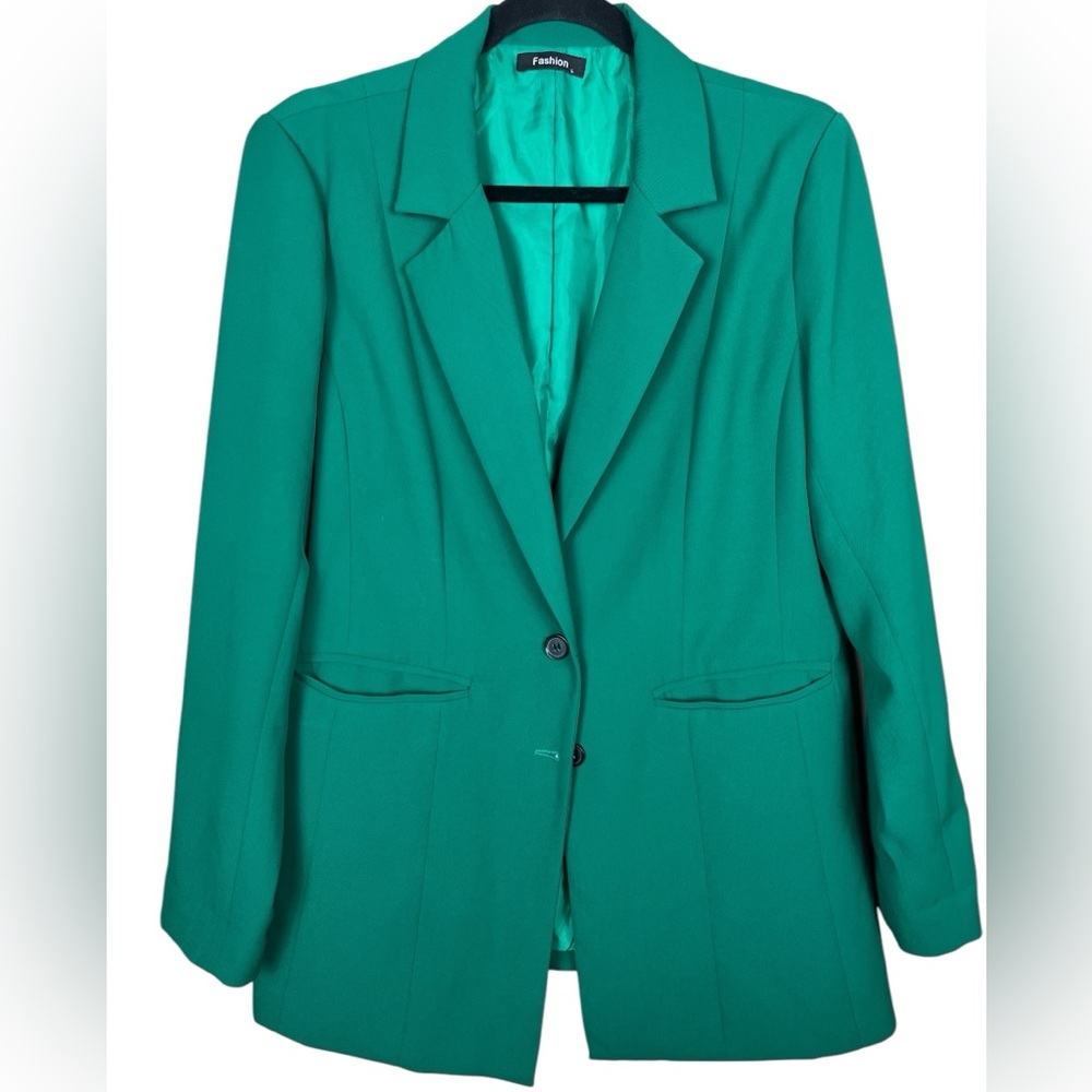 Green Tailored Blazer with Notched Lapels